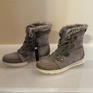 Sorel Whitney Women's Taupe Winter Boots with Faux Fur
